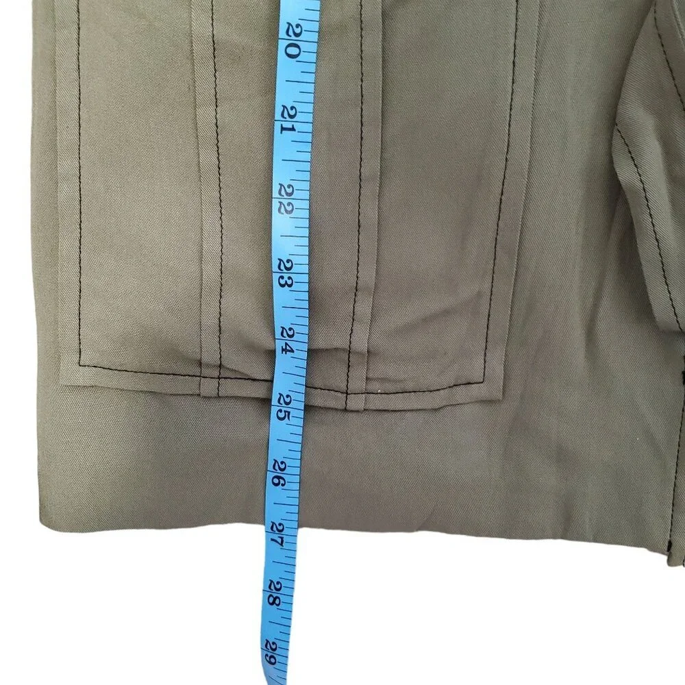 Daniel Rainn Olive Green Jacket With Belt Cargo Pockets Womens Small NWOT - Picture 9 of 11